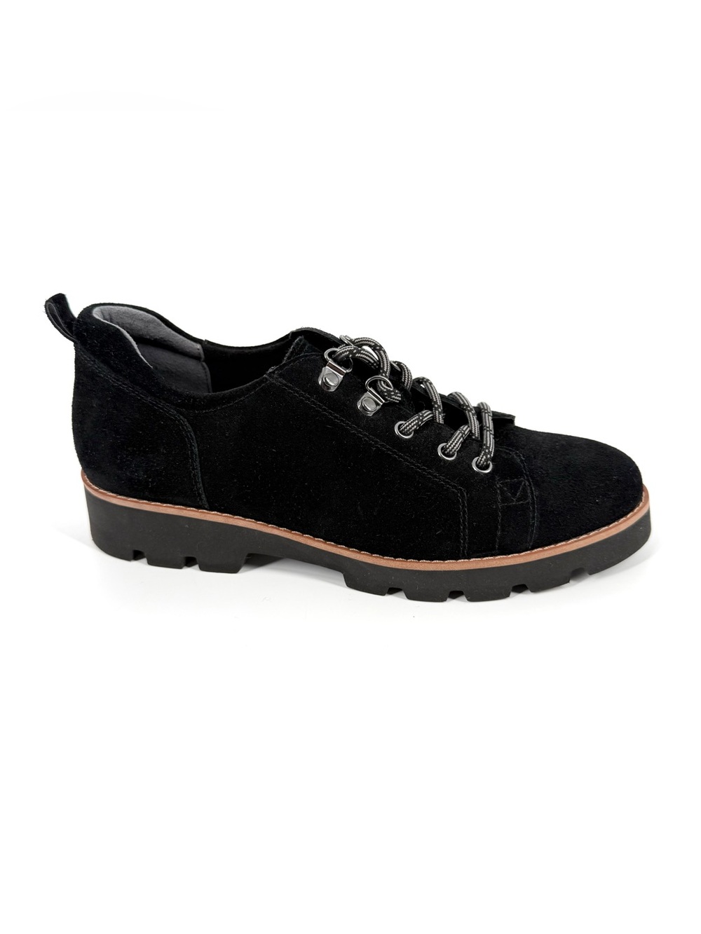 Vionic Ballari Loafers Womens Size 7 Black Suede Leather Lug Sole Shoes